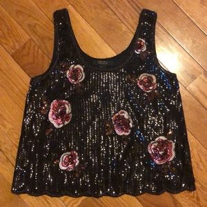 Dressy sequin and beaded tank top